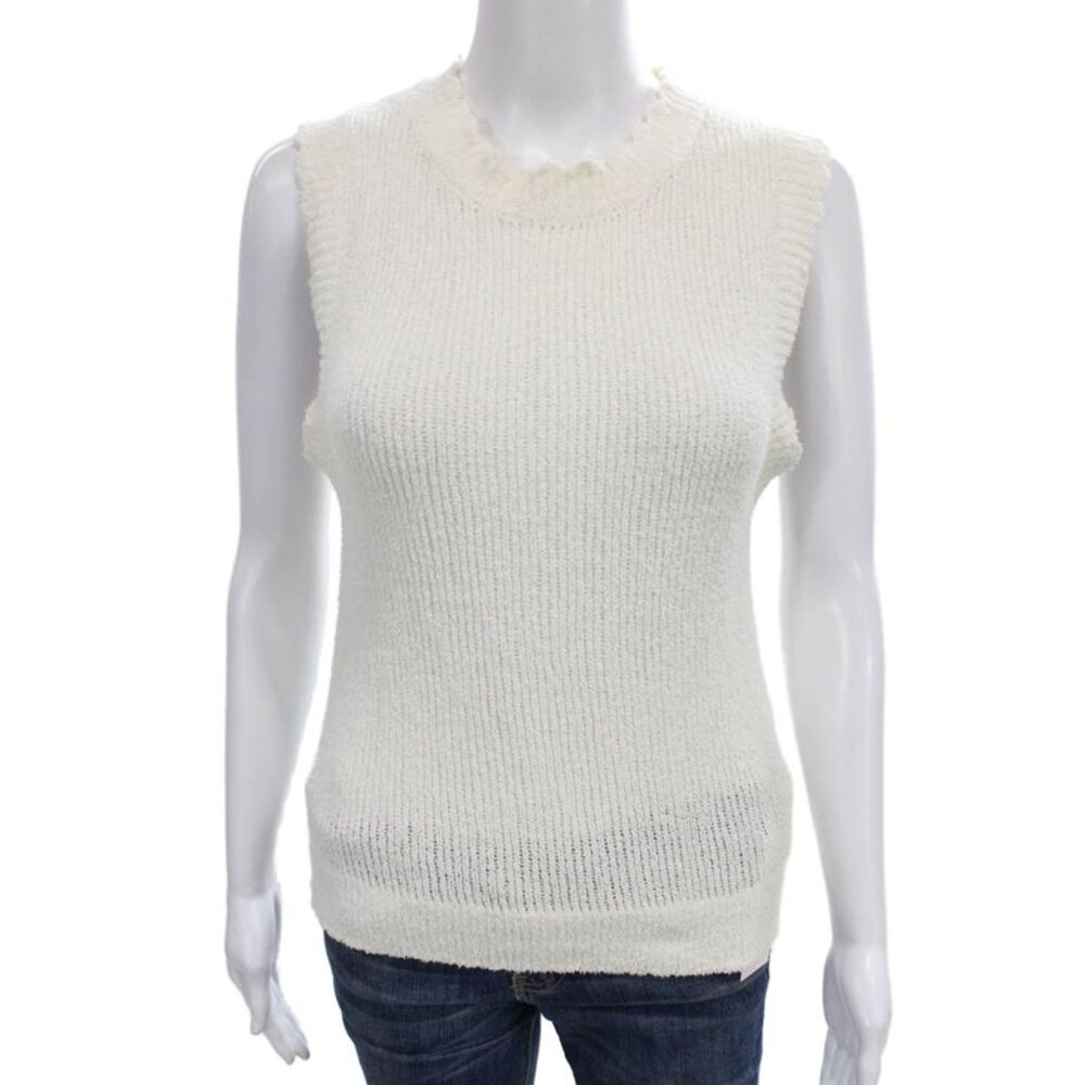 Splendid Women Mock Neck Vest White 85% Cotton Size XS